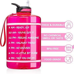 Fimibuke 64 oz/Half Gallon Motivational Water Bottle with Time Marker & Straw - BPA Free & Leakproof Plastic 2L Water Bottle Portable 1/2 Gallon Big Water Jug for Office Workout Outdoor Sport