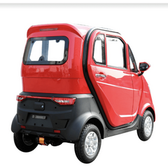 Green Transporter Q Runner 60V/32Ah 1000W 4-Wheel Enclosed Scooter back view & right side view