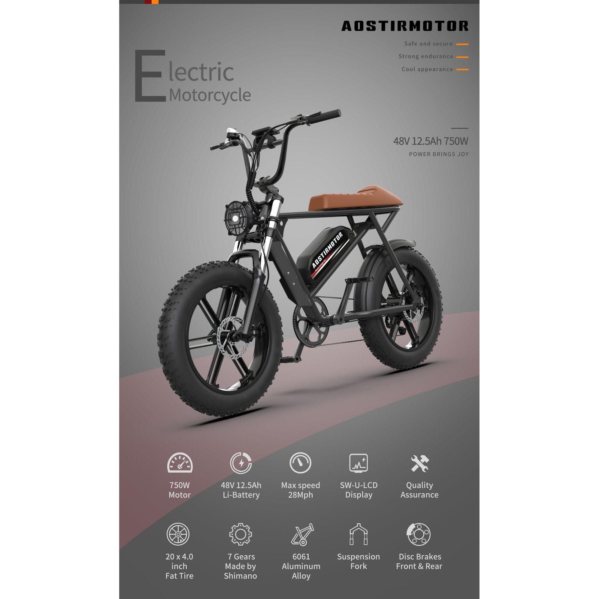 Aostirmotor STORM 750W 48V Fat Tire Electric Bike