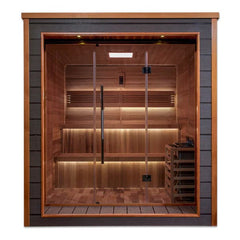 Golden Designs Bergen 6 Person Outdoor-Indoor Traditional Sauna - Canadian Red Cedar Interior