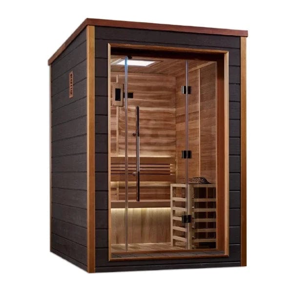 Golden Designs Narvik 2 Person Outdoor-Indoor Traditional Sauna - Canadian Red Cedar Interior
