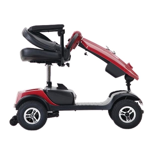 Metro Mobility Patriot 12Ah 4-Wheel Mobility Scooter- red color folded view / right side view