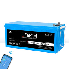 SunGoldPower 24V 100Ah LiFePo4 Deep Cycle Lithium Battery Bluetooth / Self-Heating / IP65