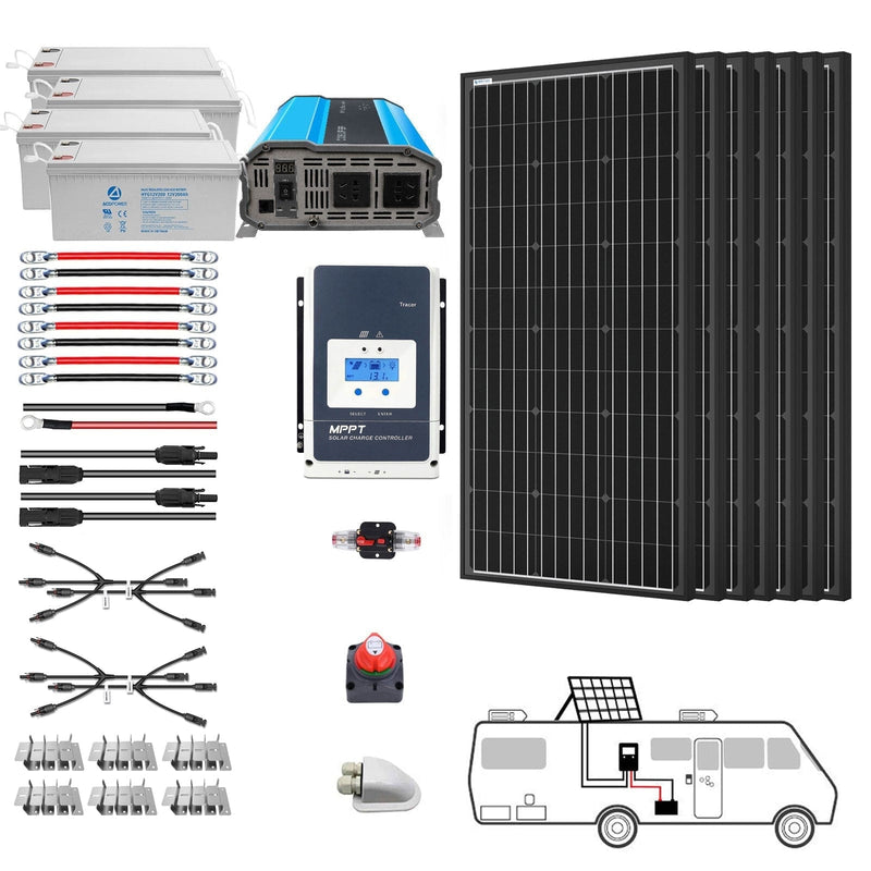 ACOPOWER 600W Monocrystalline RV Solar Power System HY-800AH3KW-600WMB