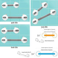 AmeriLuck Suction Bath Grab Bar 12" with Indicators, Bathroom Shower Handle (White, 2 Pack)