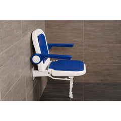 Arc First 4000 Series 19" Wide Folding Shower Seat with Arms, Back & Blue Pads 04130P