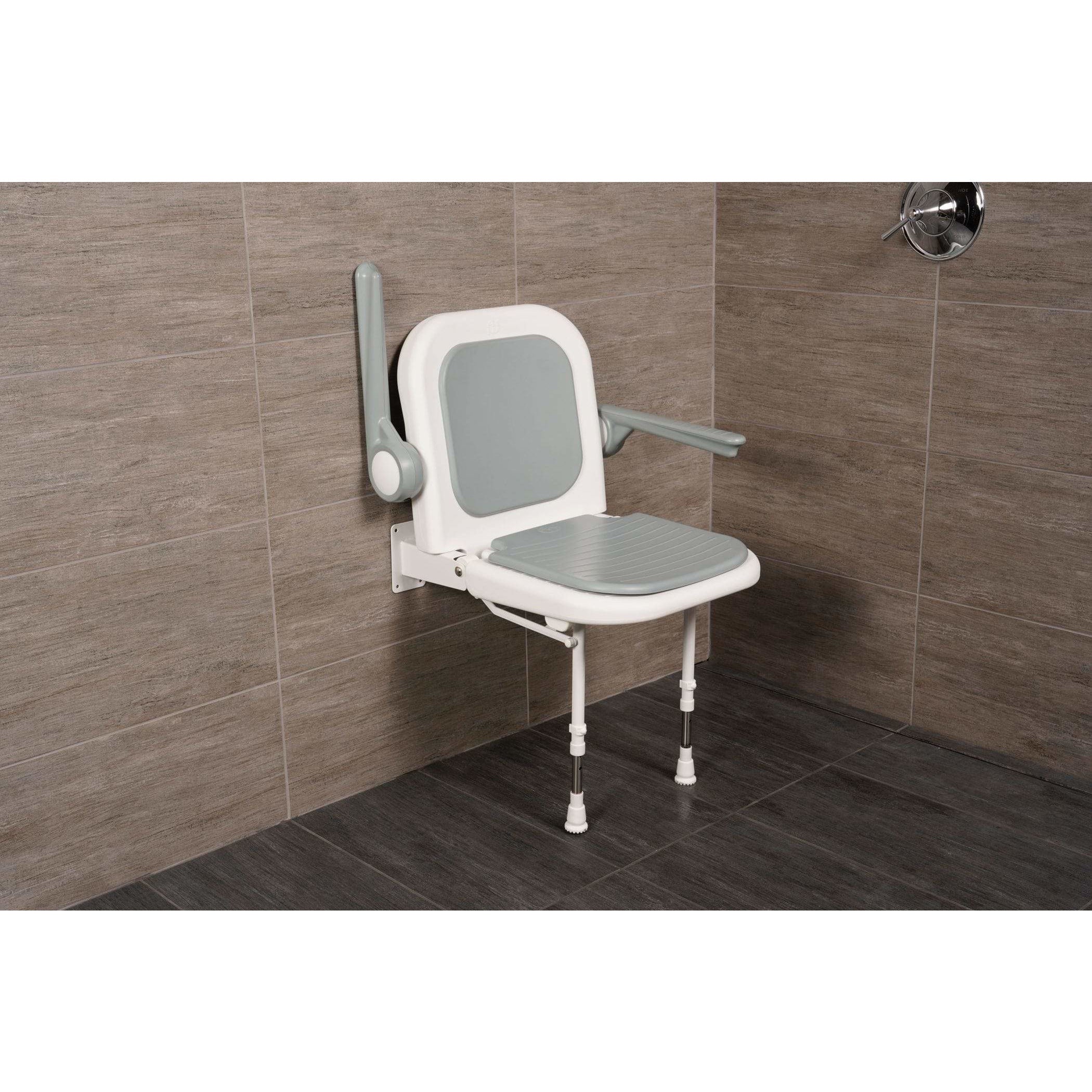 Arc First 4000 Series 19" Wide Folding Shower Seat with Arms, Back & Gray Pads 04230P