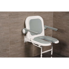 Arc First 4000 Series 19" Wide Folding Shower Seat with Arms, Back, Gray Pads & "U" Shaped 04260P
