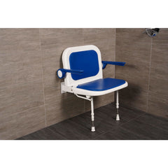 Arc First 4000 Series 23¾" Wide Folding Shower Seat with Arms, Back & Blue Pads 04140P