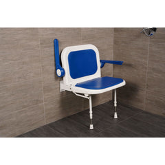 Arc First 4000 Series 23¾" Wide Folding Shower Seat with Arms, Back & Blue Pads 04140P