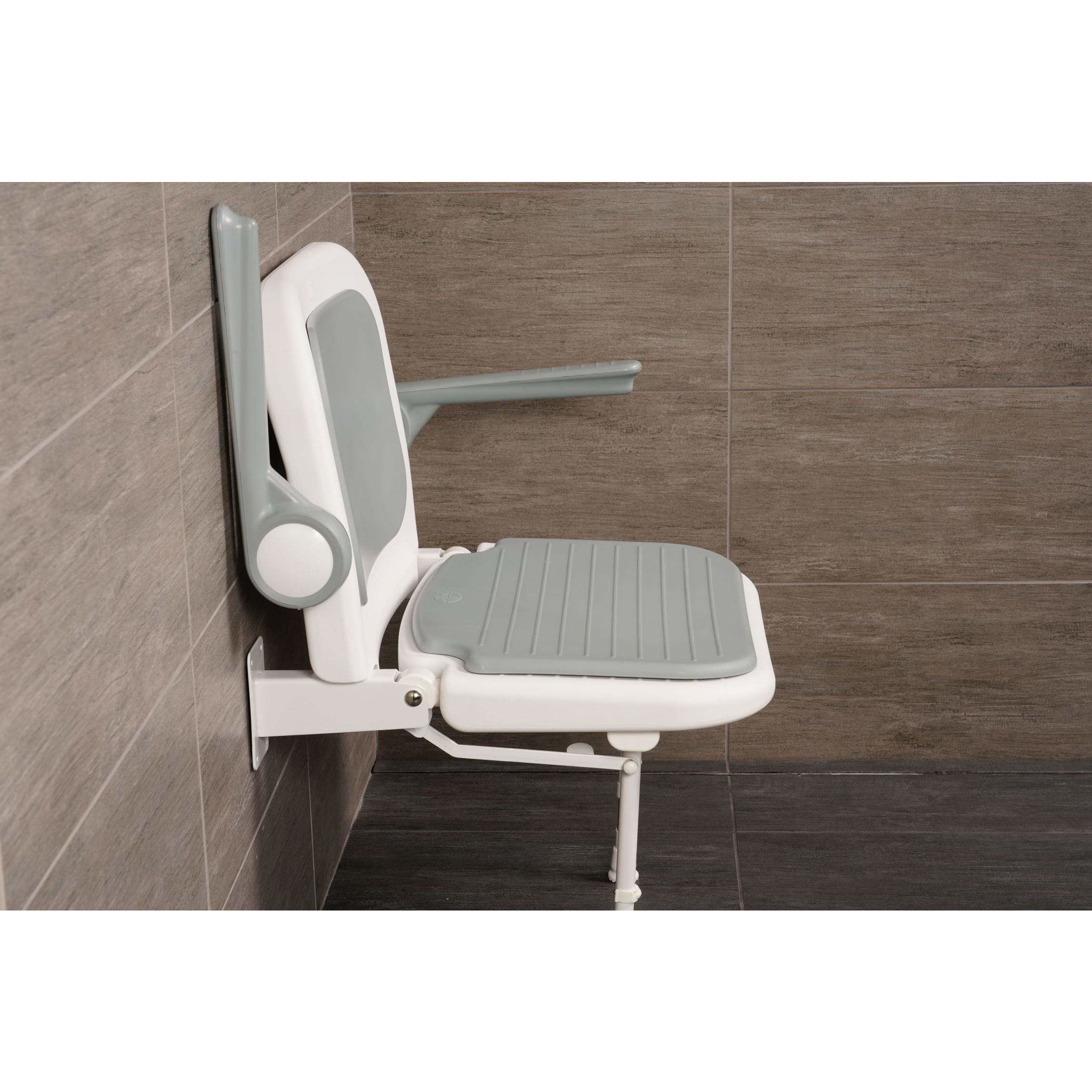 Arc First 4000 Series 23¾" Wide Folding Shower Seat with Arms, Back & Gray Pads 04240P
