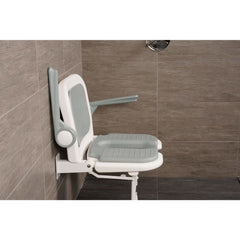 Arc First 4000 Series 23¾" Wide Folding Shower Seat with Arms, Back, Gray Pads & "U" Shaped