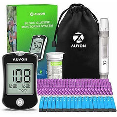 AUVON DS-W Blood Sugar Kit (No Coding Required), High-Tech Diabetes Blood Glucose Meter with 50 Test Strips, 50 30G Lancets, Lancing Device