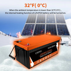 Chins Smart 12.8V/200Ah LiFePO4 Deep Cycle Battery