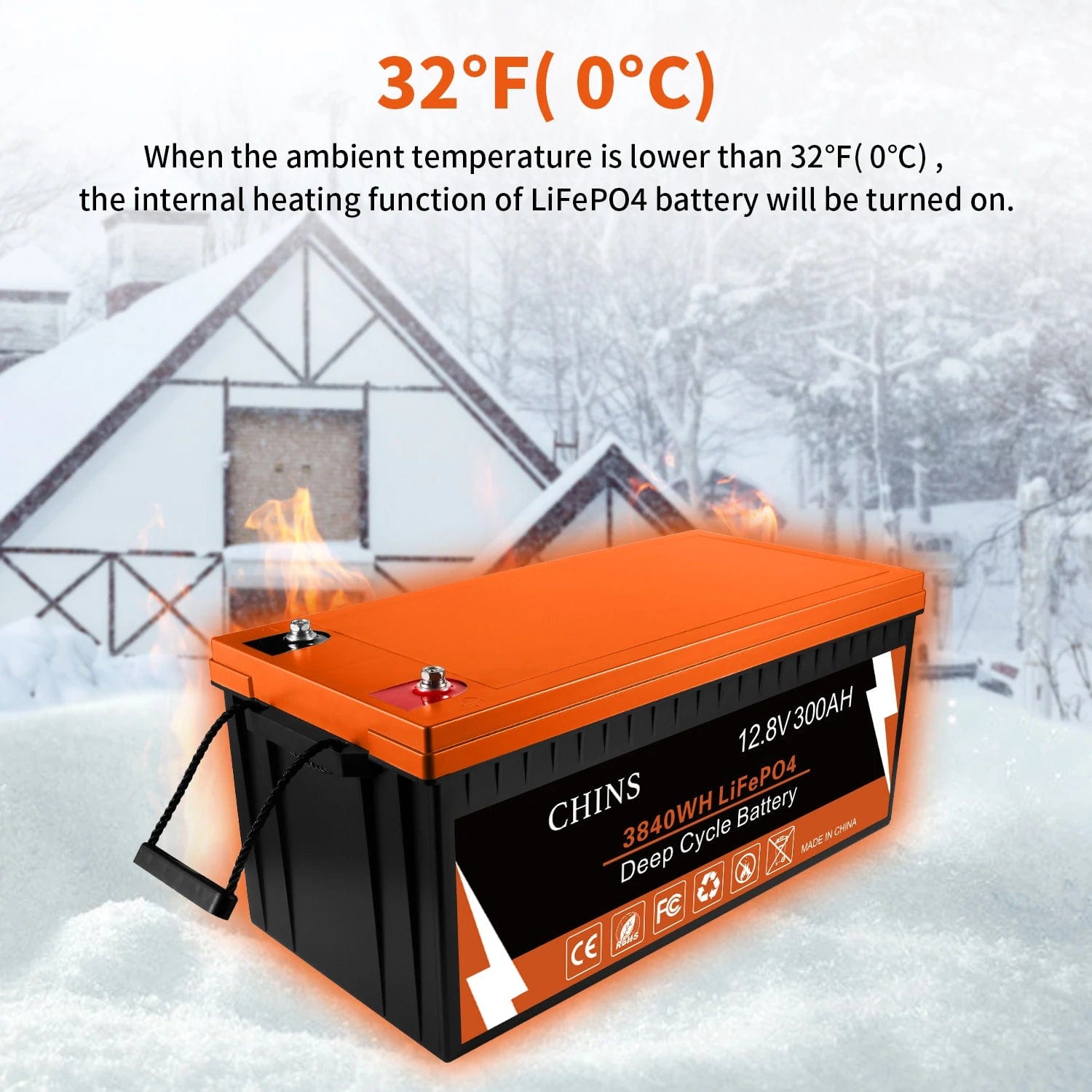 Chins Smart 12.8V/300Ah LiFePO4 Deep Cycle Battery – Mobility Paradise