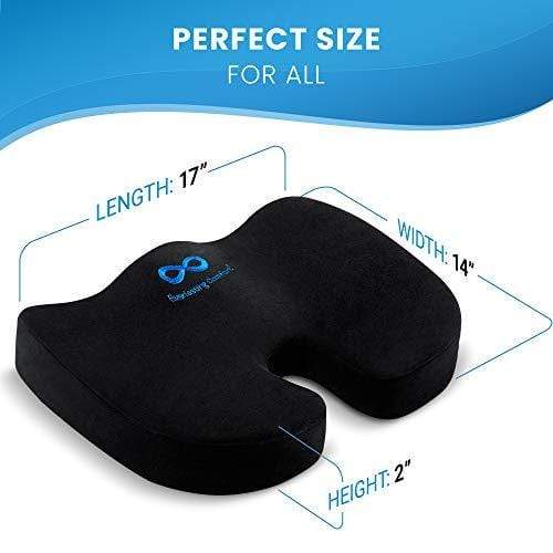 Everlasting Comfort Seat Cushion for Office, Pain Relief for Legs, Hips, and Back, Pure Memory Foam (Red), Size: 17 x 14 x 2