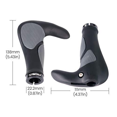 PRUNUS Bike Grips Rubber Ergonomic Antislip Handlebar Grips for MTB Bicycle Mountain(Black+Gray) (with Horns)