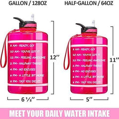 Fimibuke 64 oz/Half Gallon Motivational Water Bottle with Time Marker & Straw - BPA Free & Leakproof Plastic 2L Water Bottle Portable 1/2 Gallon Big Water Jug for Office Workout Outdoor Sport