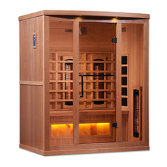 Golden Designs Full Spectrum Indoor 3 Person Far Infrared Sauna with Himalayan Salt Bar