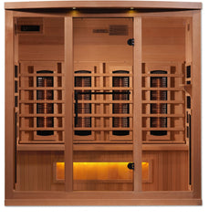 Golden Designs Full Spectrum Indoor 4 Person Corner Far Infrared Sauna with Himalayan Salt Bar