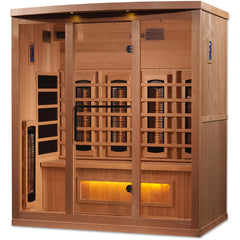 Golden Designs Full Spectrum Indoor 4 Person Corner Far Infrared Sauna with Himalayan Salt Bar