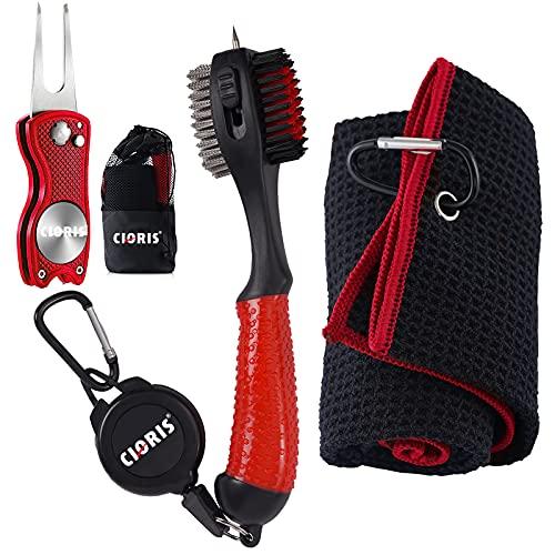 Golf Cleaning Tools with Microfiber Towel and Divot Tool Set