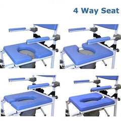 Healthline EZee Life 18″ 4-Way Seat Aluminum Shower Commode Chair 190-4W