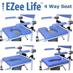 Healthline EZee Life 18″ 4-Way Seat Aluminum Tilt Shower Commode Chair 190-4W-24