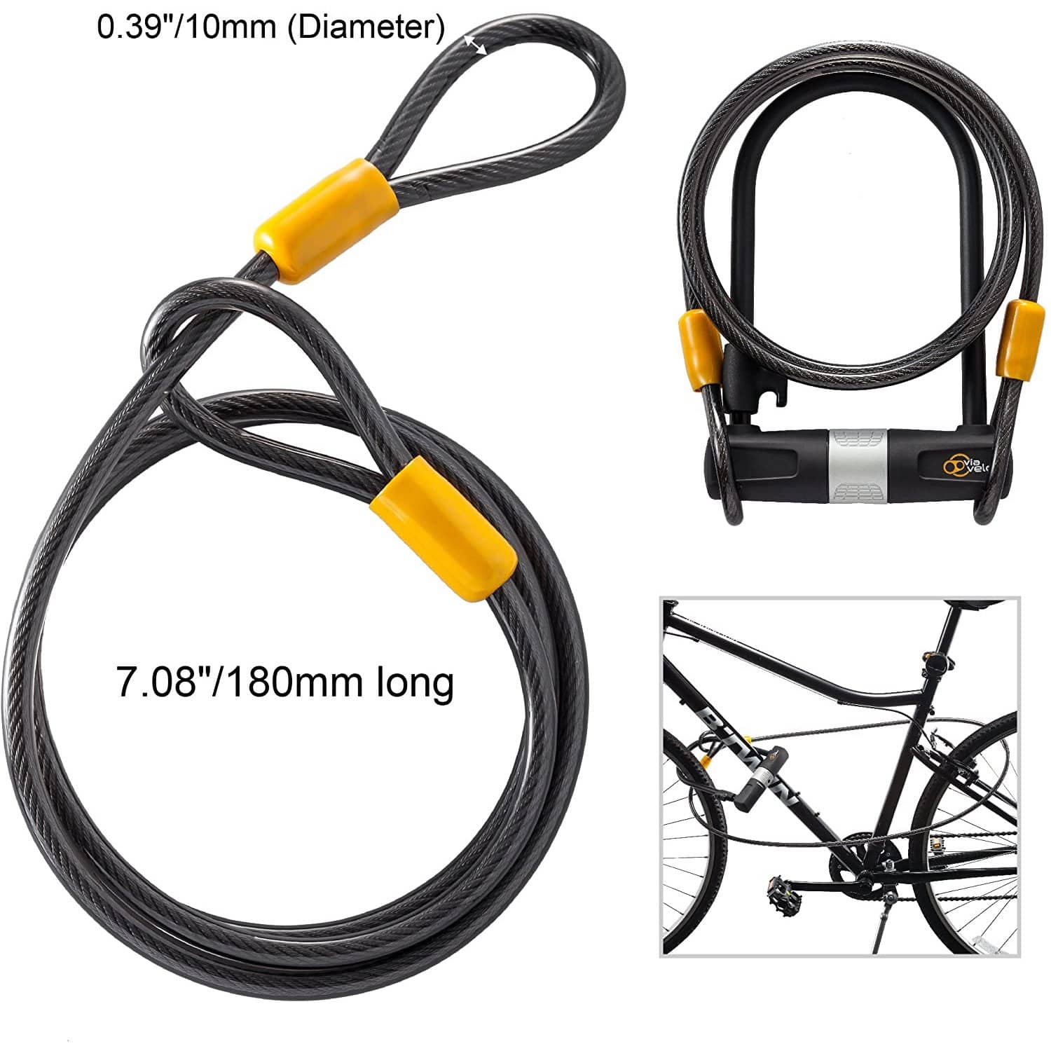 Heavy Duty Bike U-Lock with Cable