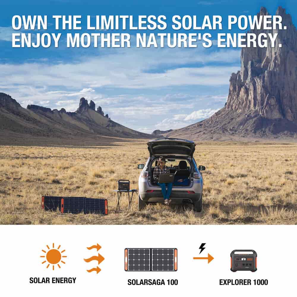 Jackery 1000_2SS100 + 2x SolarSaga 100W Solar Panel Solar Generator Kit T1G2SP1000G100SP