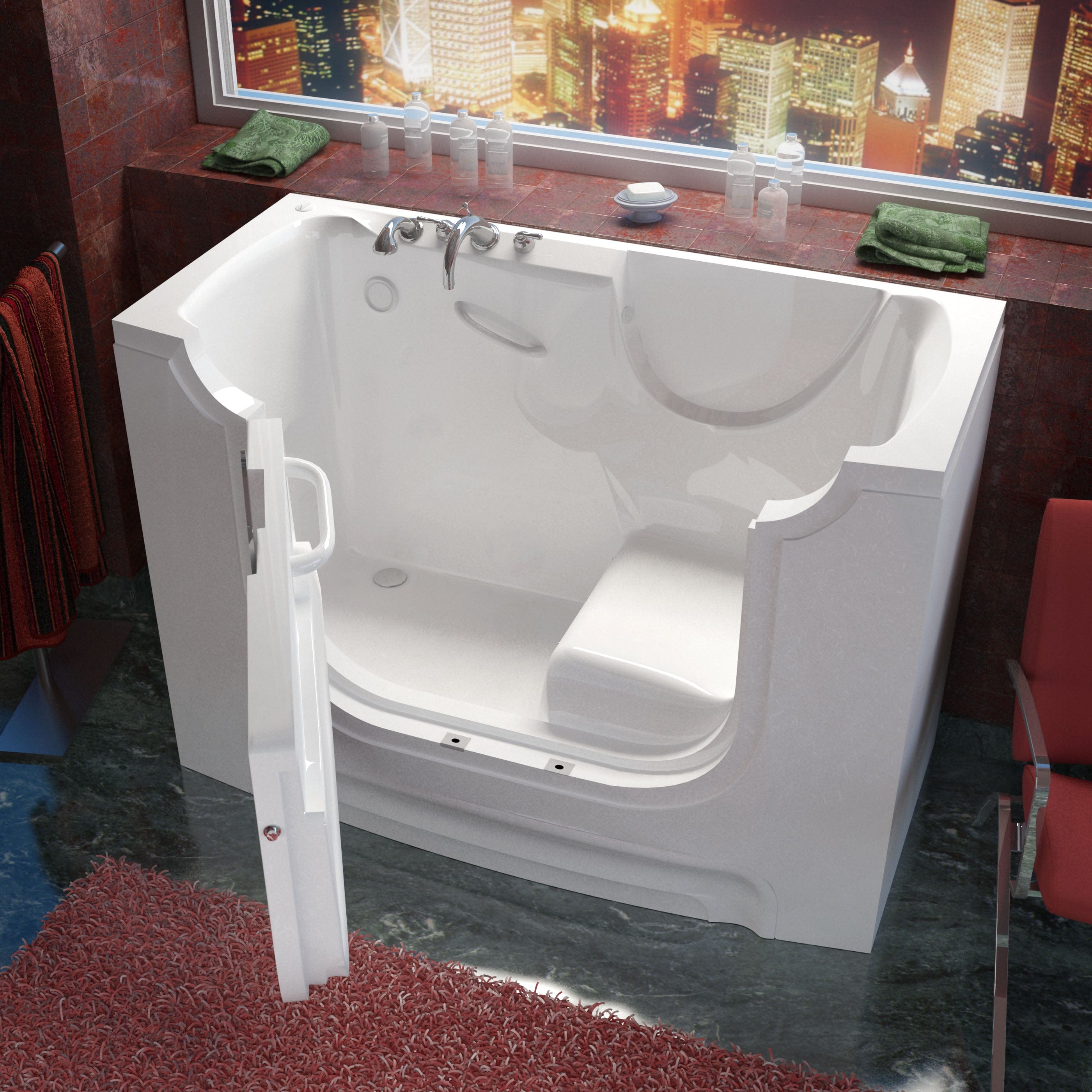Meditub 3060WCA Series 30 x 60 Wheelchair Access Freestanding Walk-In Bathtub