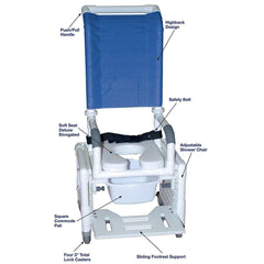 MJM 14" Wide High Back Pediatric Adjustable Shower Commode Chair LAGUNA 114-L-3TL-H-ADJ