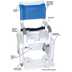 MJM 14" Wide Standard Back Pediatric Adjustable Shower Commode Chair LAGUNA 114-L-3TL-ADJ