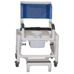 MJM 18" Adjustable Seat Shower and Commode Chair RIO 118-3TL-SFS-SQ-PAIL-SSDE-SADJ-BB-18