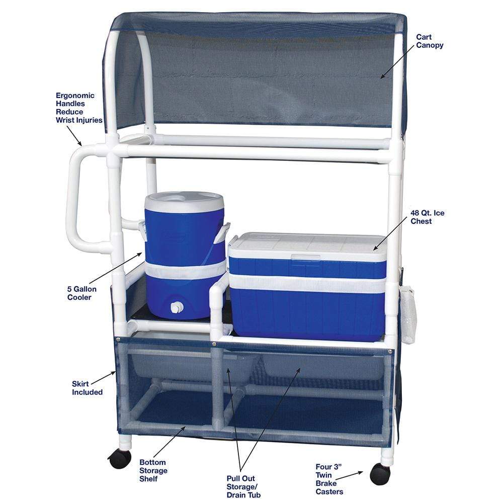 MJM Hydration Cart With Skirt Cover Panel And Standard Mesh Canopy 831