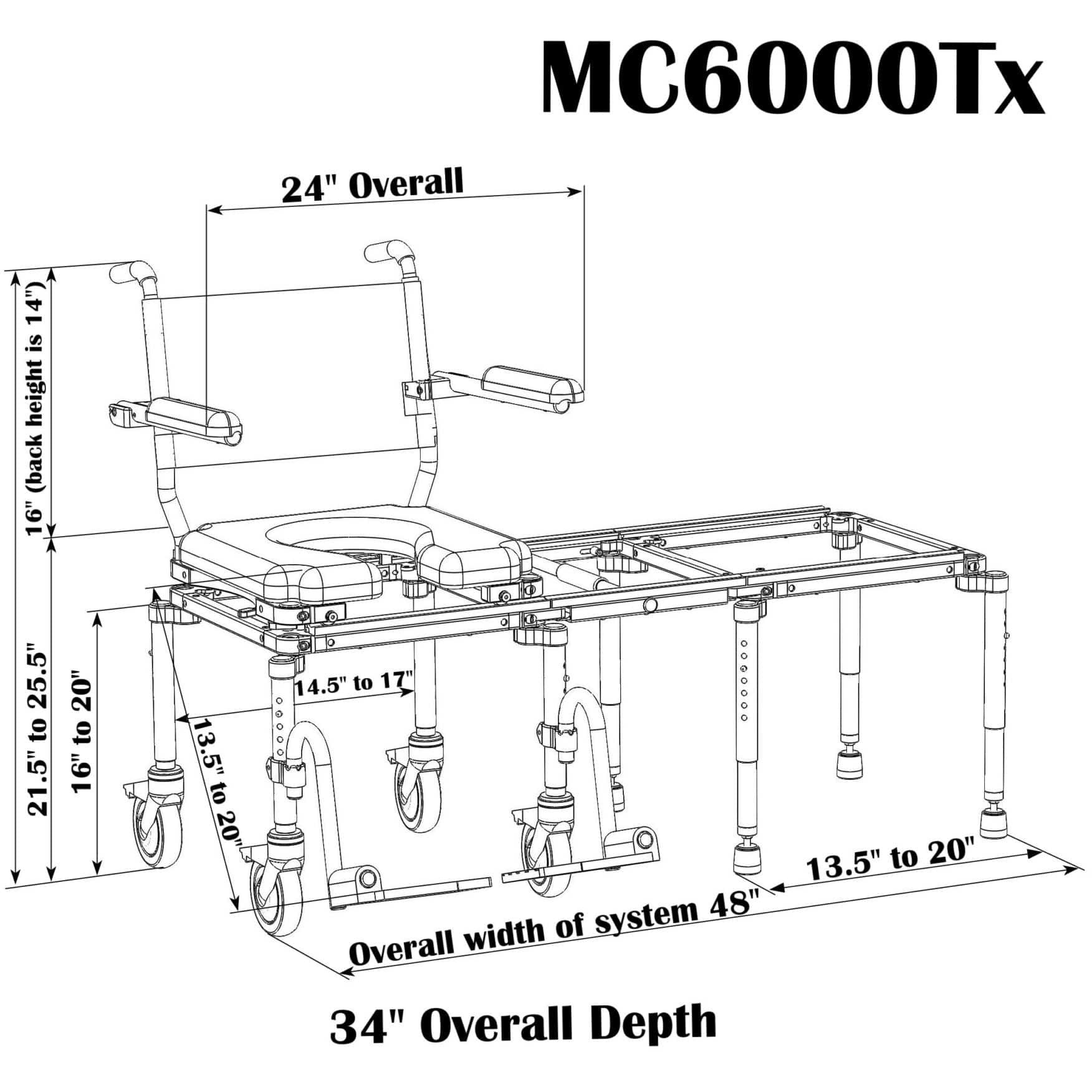 Nuprodx Multichair Portable Tub and Commode Slider System With Carrying Case MC6000TX