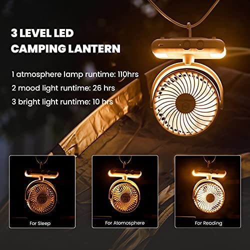 Portable Camping Fan with LED Lantern – Mobility Paradise
