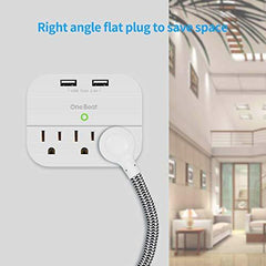 Power Strip with 5FT Braided Cord (Pack of 2)