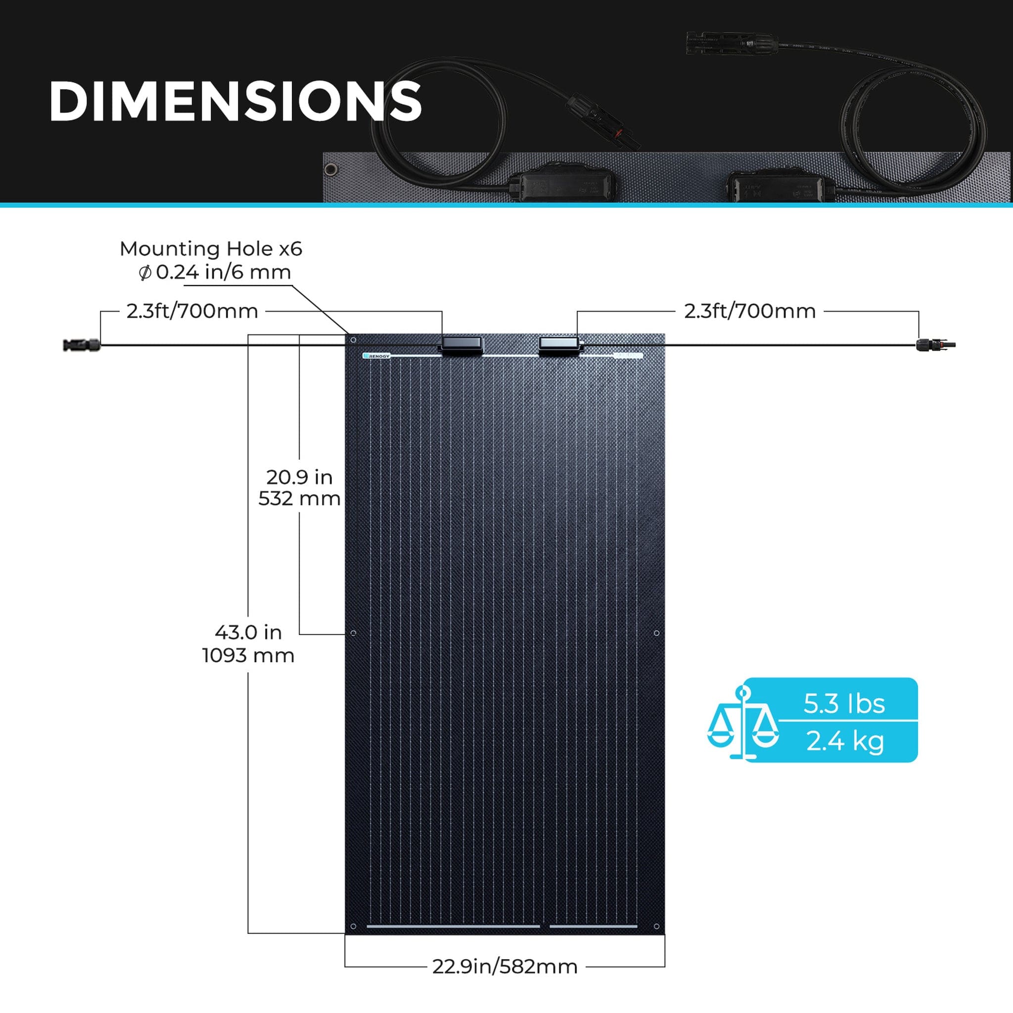 Renogy 100W 12V Lightweight Flexible Monocrystalline Solar Panel