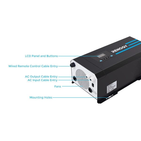Renogy 3000W 12V Pure Sine Wave Inverter Charger with LCD Display