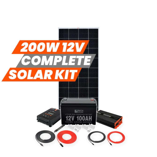 Rich Solar 1x 200W 12V Monocrystalline Solar Panel Kit