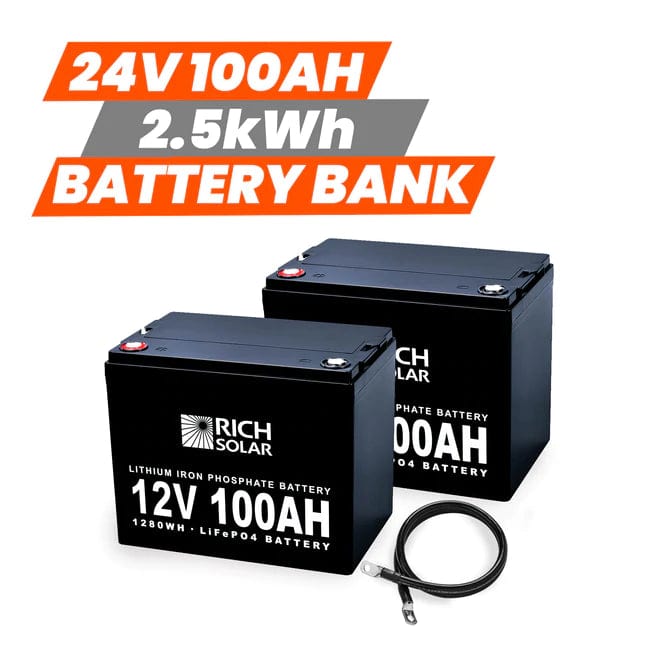 Rich Solar 2x 12V/100Ah 2.5kWh LiFePO4 Deep Cycle Battery