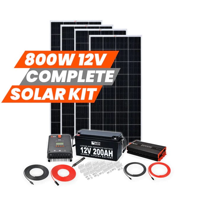 Rich Solar 4x 200W 12V Monocrystalline Solar Panel Kit