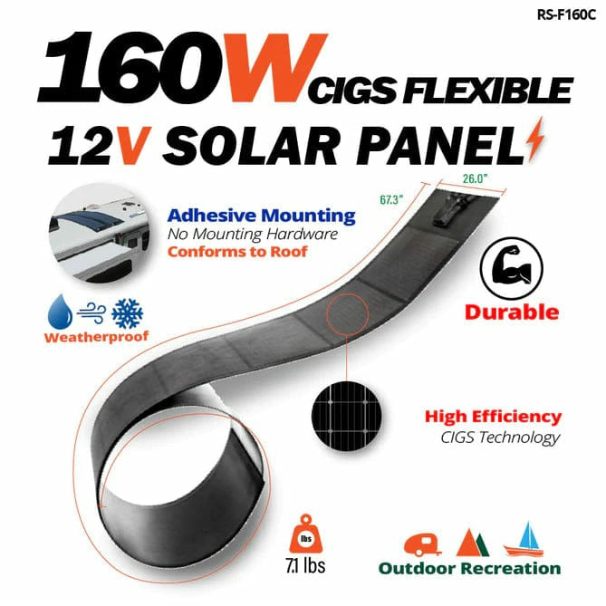 Rich Solar Mega 160W 12V CIGS Flexible Solar Panel