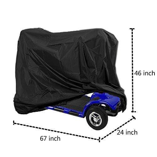 Sqodok Mobility Scooter Cover Waterproof, Power Scooter Cover Wheelchair Cover for Travel, 300D Oxford Fabric Rain Protector from Dust Dirt Snow Rain Sun Rays - 67 x 24 x 46 inch (L x W x H)