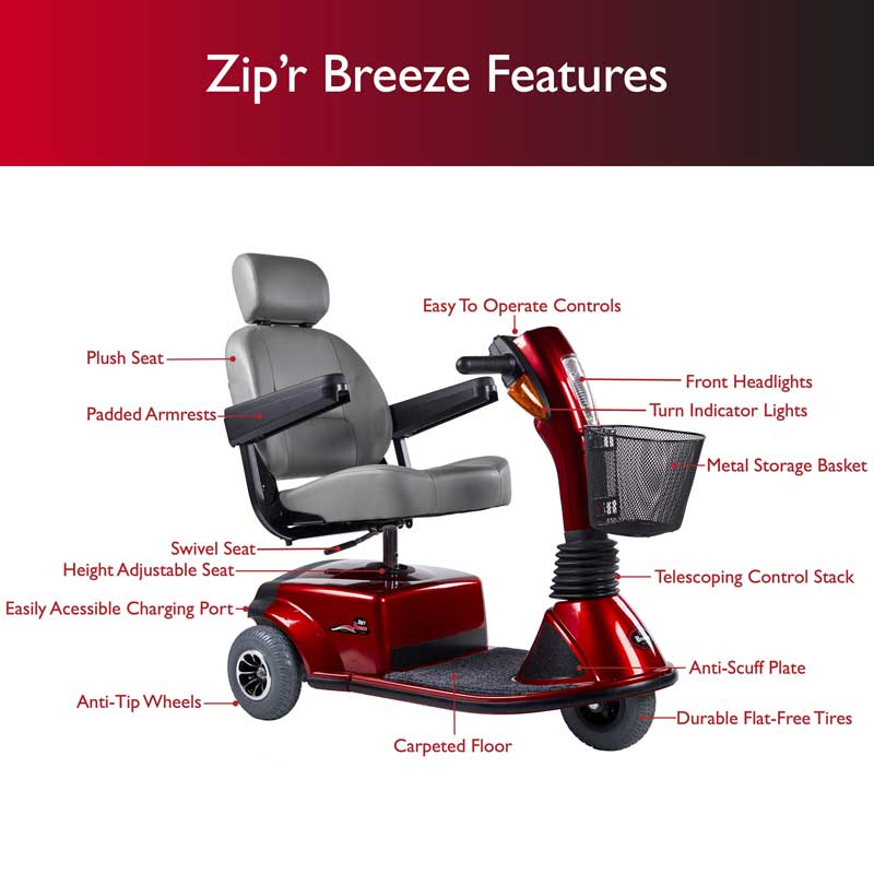 Zip'r Breeze 12V/13 250W 3-Wheel Mobility Scooter