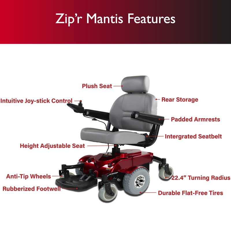 Zip’r Mantis Heavy Duty Electric Wheelchair