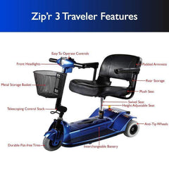 Zip'r Traveler 12V/12Ah 155W 3-Wheel Mobility Scooter