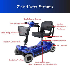 Zip'r Traveler XTRA 12V/12Ah 155W 4-Wheel Mobility Scooter ZIP04